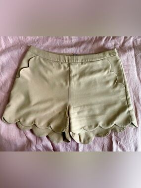 Camel Shorts with Scallop Trim